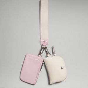 NWT Lululemon Dual Pouch Wristlet - peony and white